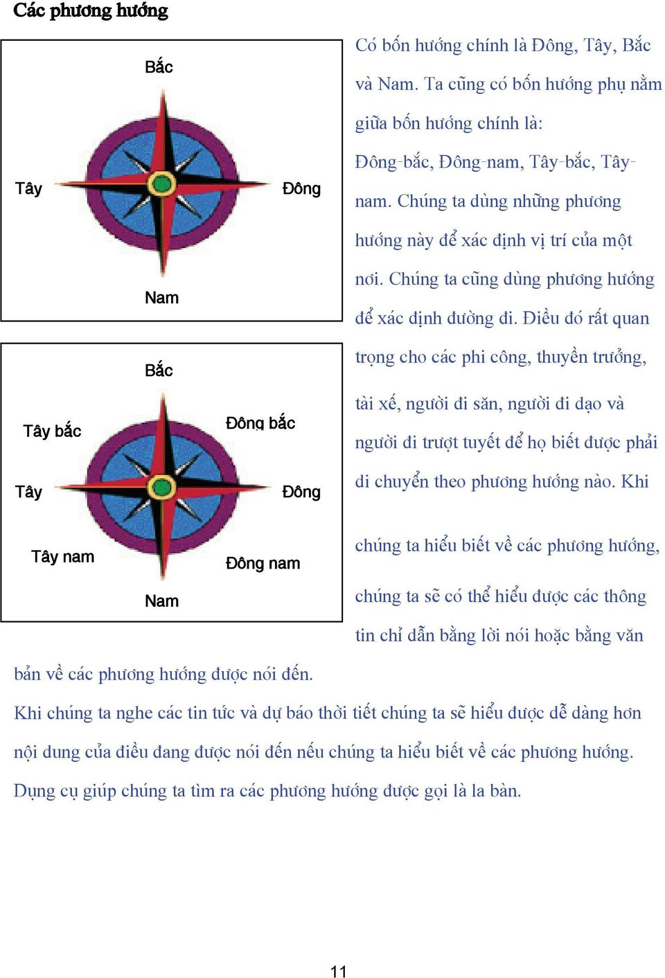 Âiãöu âoï ráút quan troüng cho caïc phi cäng, thuyãön træåíng, taìi xãú, ngæåìi âi sàn, ngæåìi âi daûo vaì ngæåìi âi træåüt tuyãút âãø hoü biãút âæåüc phaíi di chuyãøn theo phæång hæåïng naìo.