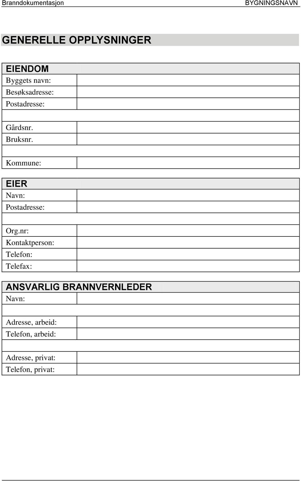 Kommune: EIER Navn: Postadresse: Org.