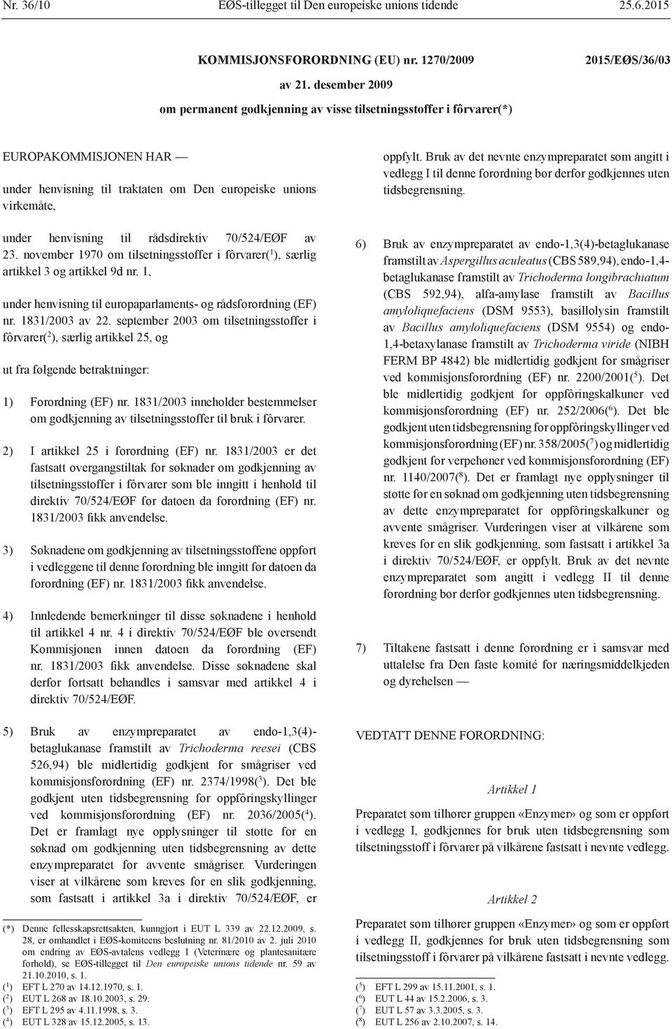 rådsdirektiv 70/524/EØF av 23. november 1970 om tilsetningsstoffer i fôrvarer( 1 ), særlig artikkel 3 og artikkel 9d nr. 1, under henvisning til europaparlaments- og rådsforordning (EF) nr.