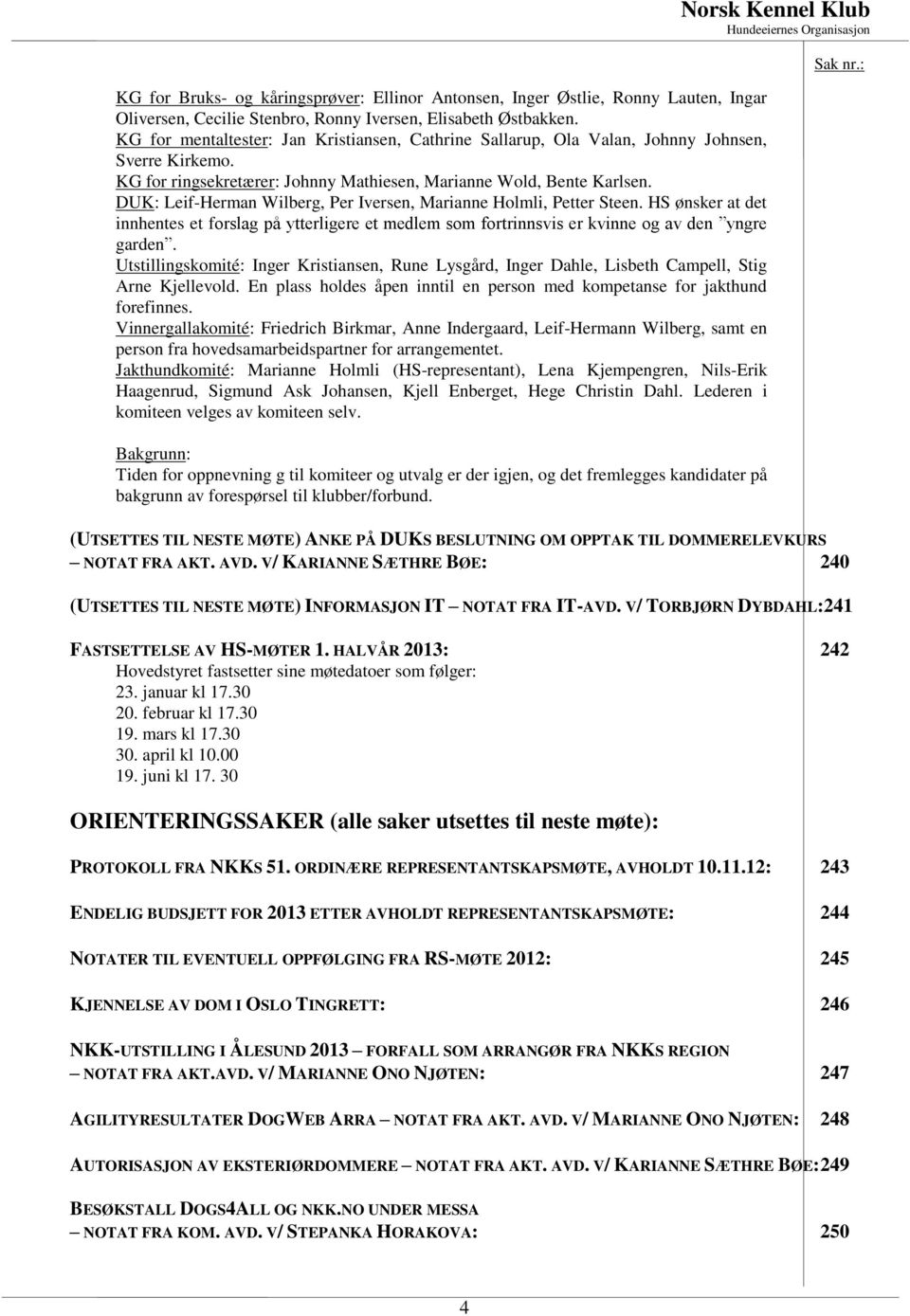 DUK: Leif-Herman Wilberg, Per Iversen, Marianne Holmli, Petter Steen. HS ønsker at det innhentes et forslag på ytterligere et medlem som fortrinnsvis er kvinne og av den yngre garden.