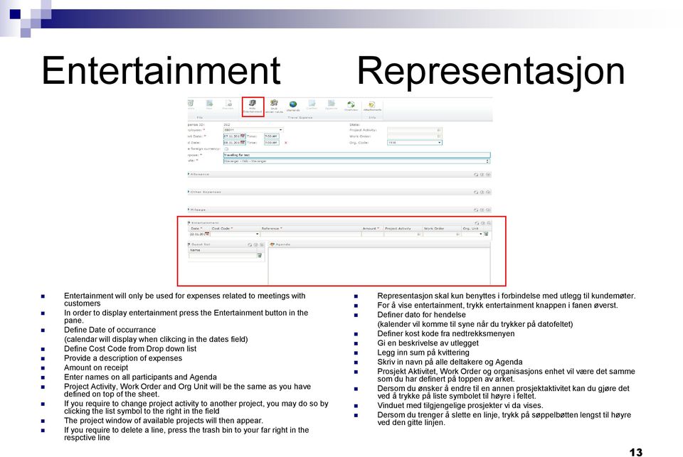 participants and Agenda Project Activity, Work Order and Org Unit will be the same as you have defined on top of the sheet.