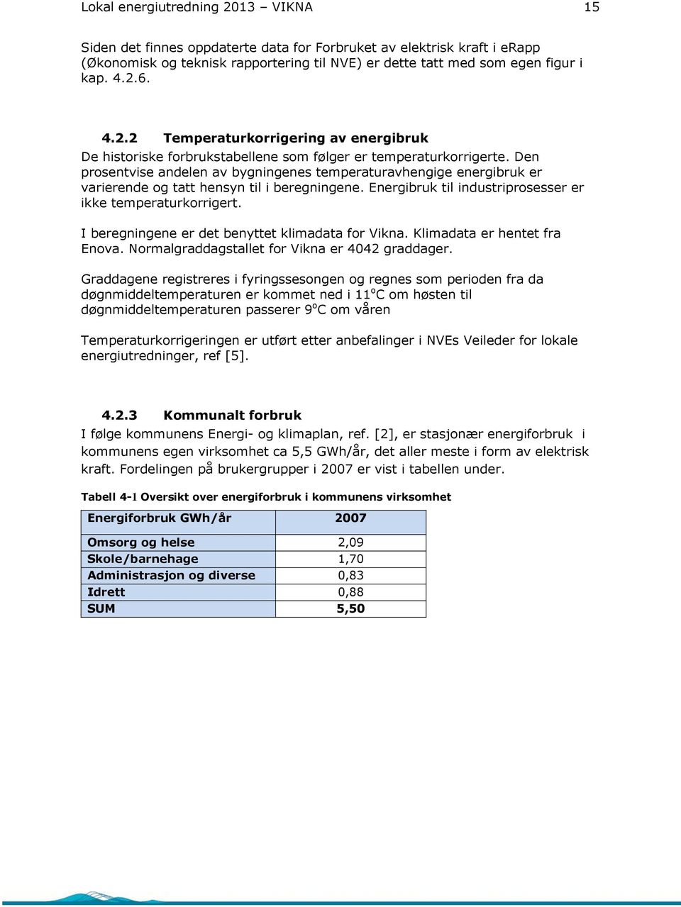 Den prosentvise andelen av bygningenes temperaturavhengige energibruk er varierende og tatt hensyn til i beregningene. Energibruk til industriprosesser er ikke temperaturkorrigert.