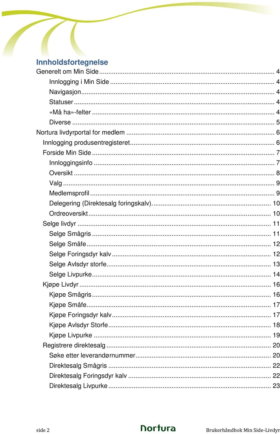 .. 10 Selge livdyr... 11 Selge Smågris... 11 Selge Småfe... 12 Selge Foringsdyr kalv... 12 Selge Avlsdyr storfe... 13 Selge Livpurke... 14 Kjøpe Livdyr... 16 Kjøpe Smågris... 16 Kjøpe Småfe.