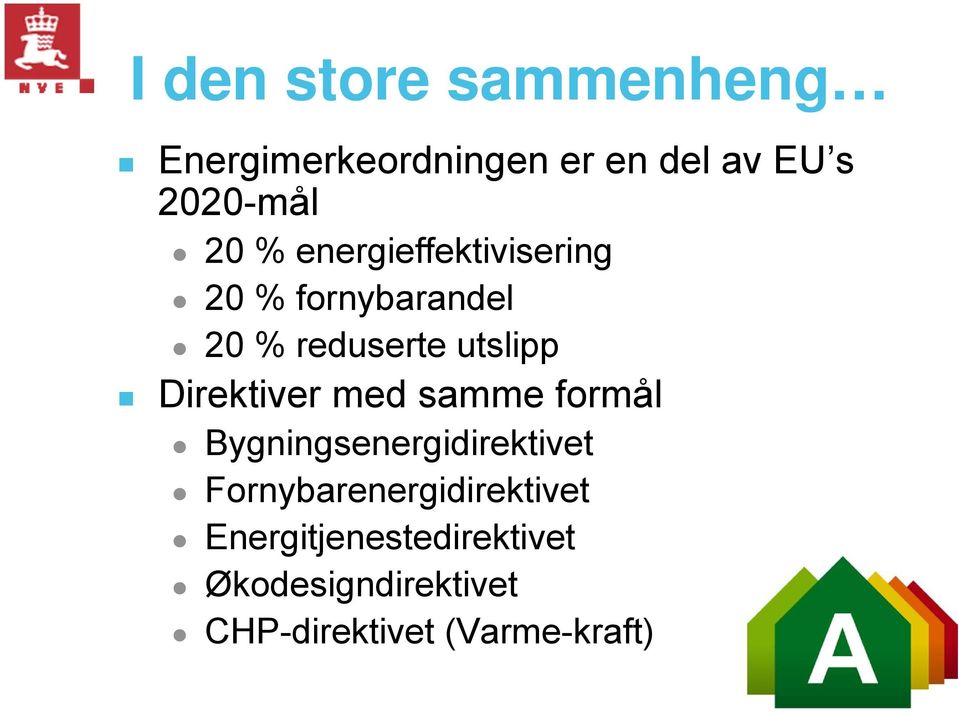 Direktiver med samme formål Bygningsenergidirektivet