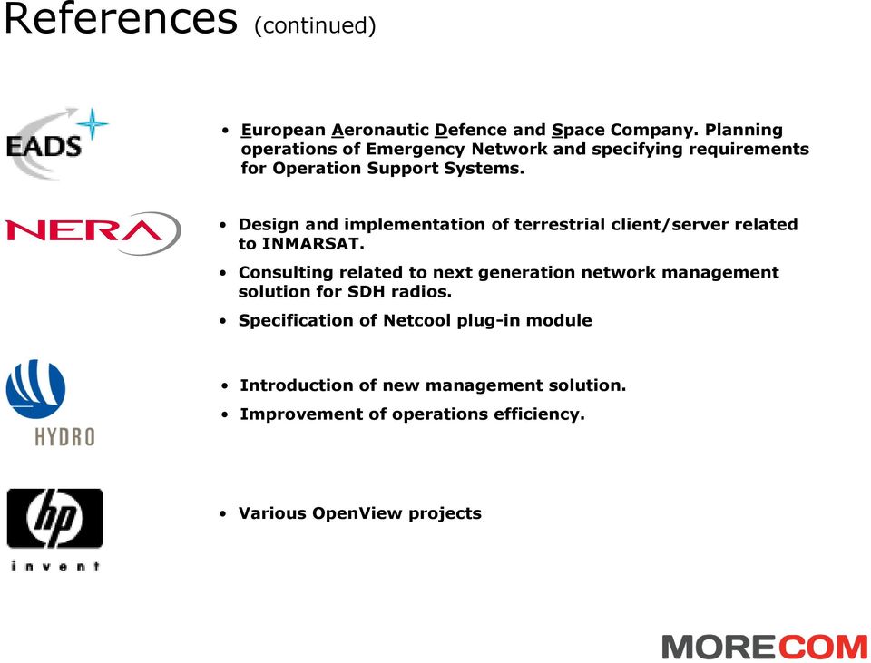 Design and implementation of terrestrial client/server related to INMARSAT.