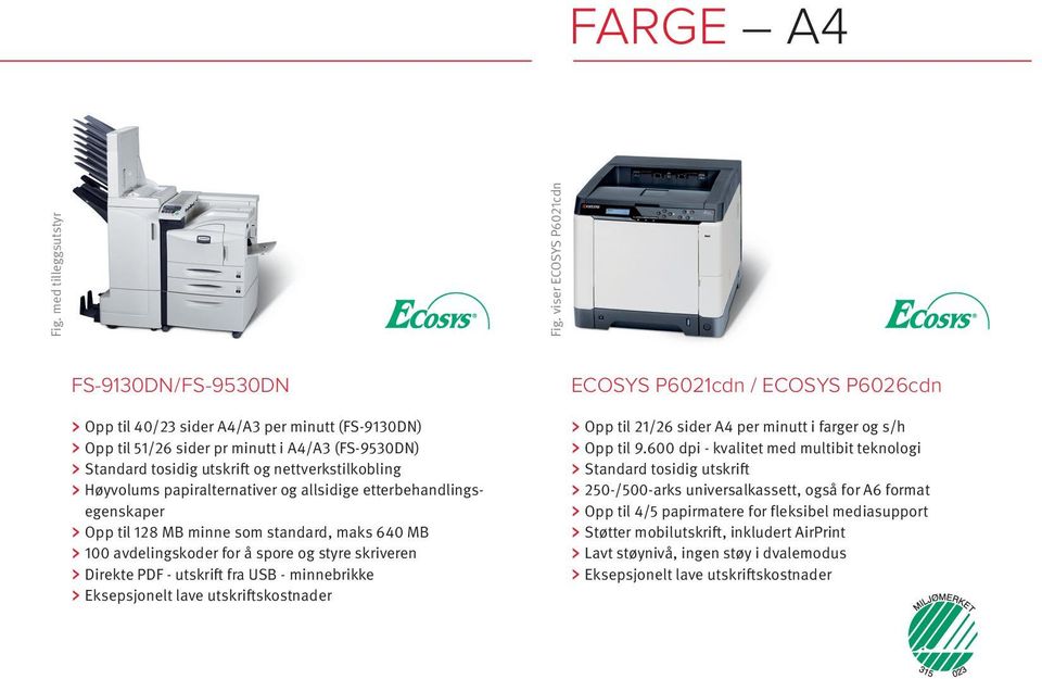 Høyvolums papiralternativer og allsidige etterbehandlingsegenskaper Opp til 128 MB minne som standard, maks 640 MB 100 avdelingskoder for å spore og styre skriveren Direkte PDF - utskrift fra USB