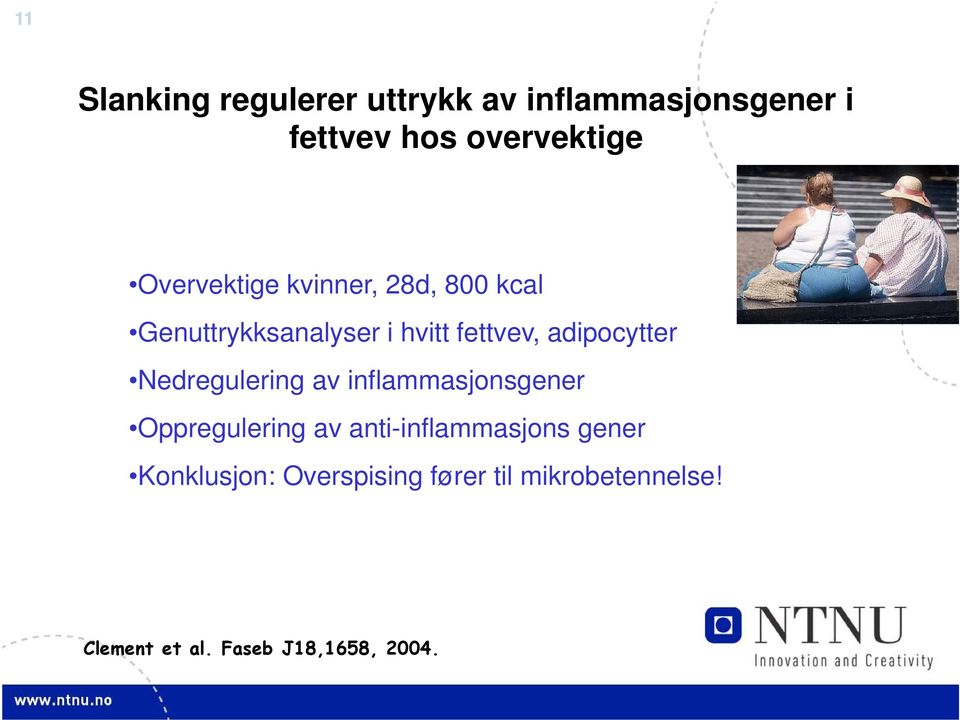 adipocytter Nedregulering av inflammasjonsgener Oppregulering av