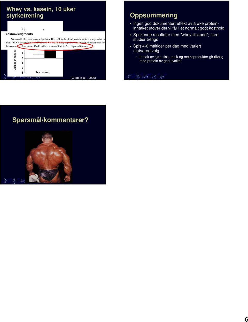 utover det vi får i et normalt godt kosthold Sprikende resultater med whey-tilskudd ; flere