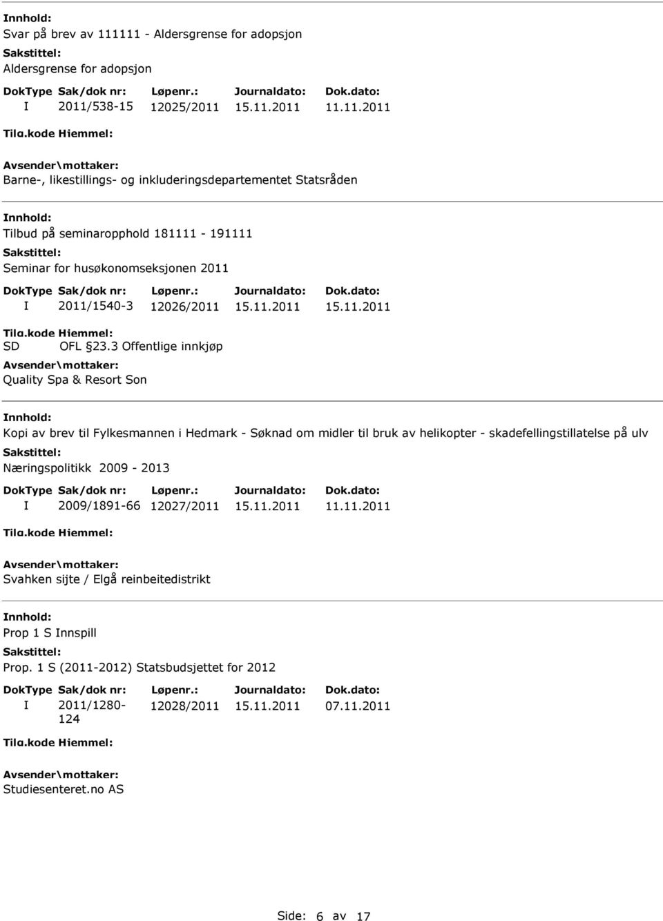 3 Offentlige innkjøp Quality Spa & Resort Son Kopi av brev til Fylkesmannen i Hedmark - Søknad om midler til bruk av helikopter - skadefellingstillatelse på ulv