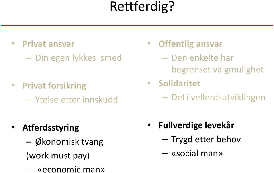 innskudd Offentlig ansvar Den enkelte har begrenset valgmulighet