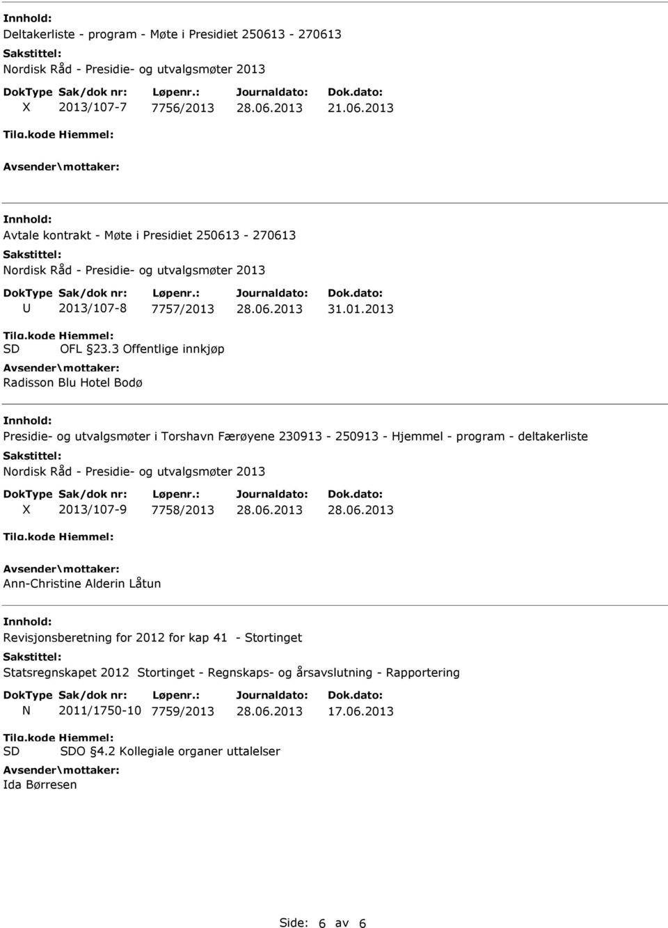 2013 Presidie- og utvalgsmøter i Torshavn Færøyene 230913-250913 - Hjemmel - program - deltakerliste ordisk Råd - Presidie- og utvalgsmøter 2013 2013/107-9 7758/2013 Ann-Christine