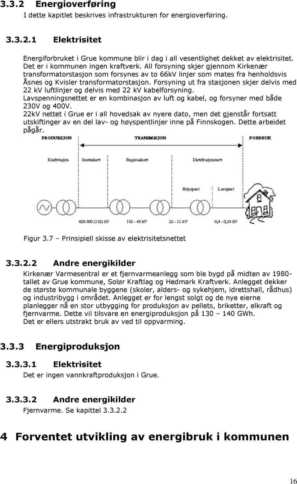 Forsyning ut fra stasjonen skjer delvis med 22 kv luftlinjer og delvis med 22 kv kabelforsyning. Lavspenningsnettet er en kombinasjon av luft og kabel, og forsyner med både 230V og 400V.