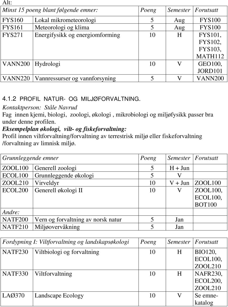 Kontaktperson: Ståle Navrud Fag innen kjemi, biologi, zoologi, økologi, mikrobiologi og miljøfysikk passer bra under denne profilen.