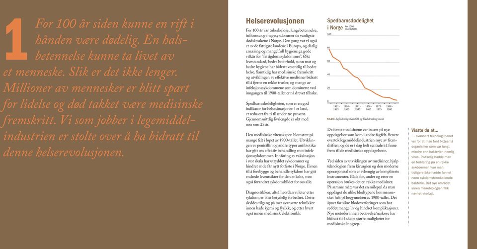 Helserevolusjonen For 1 år var tuberkulose, lungebetennelse, influensa og magesykdommer de vanligste dødsårsakene i Norge.