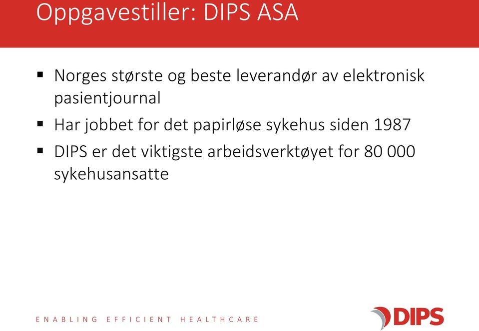 jobbet for det papirløse sykehus siden 1987 DIPS