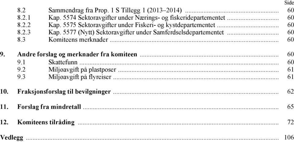 .. 60 9. Andre forslag og merknader fra komiteen... 60 9.1 Skattefunn... 60 9.2 Miljøavgift på plastposer... 61 9.3 Miljøavgift på flyreiser.