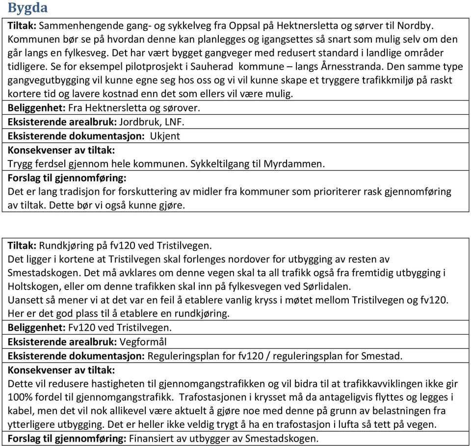 Se for eksempel pilotprosjekt i Sauherad kommune langs Årnesstranda.