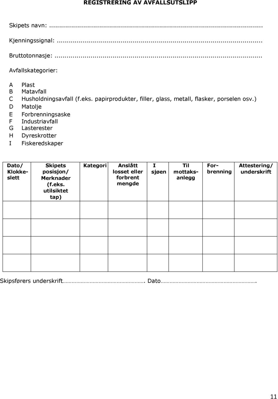 papirprodukter, filler, glass, metall, flasker, porselen osv.