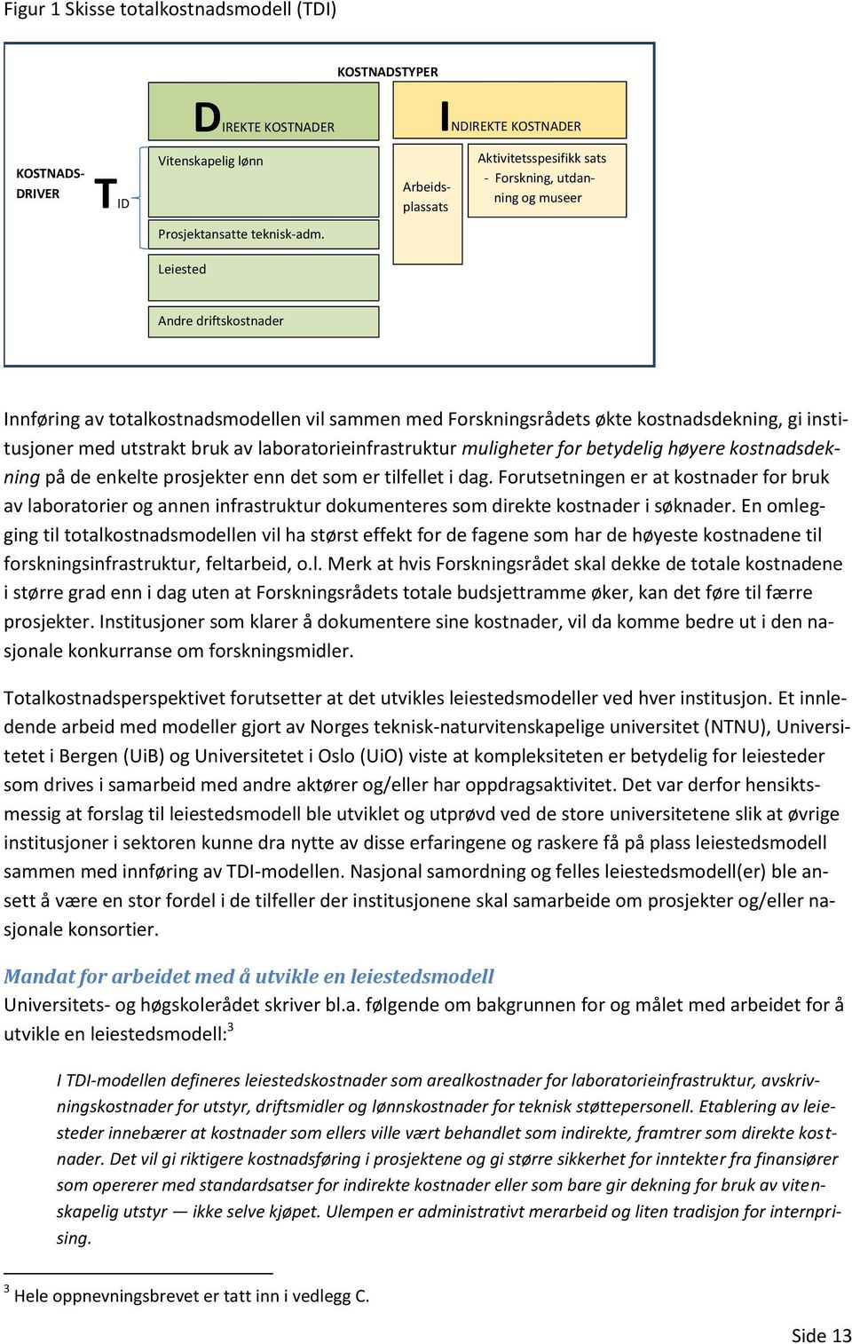 Leiested Andre driftskostnader Innføring av totalkostnadsmodellen vil sammen med Forskningsrådets økte kostnadsdekning, gi institusjoner med utstrakt bruk av laboratorieinfrastruktur muligheter for