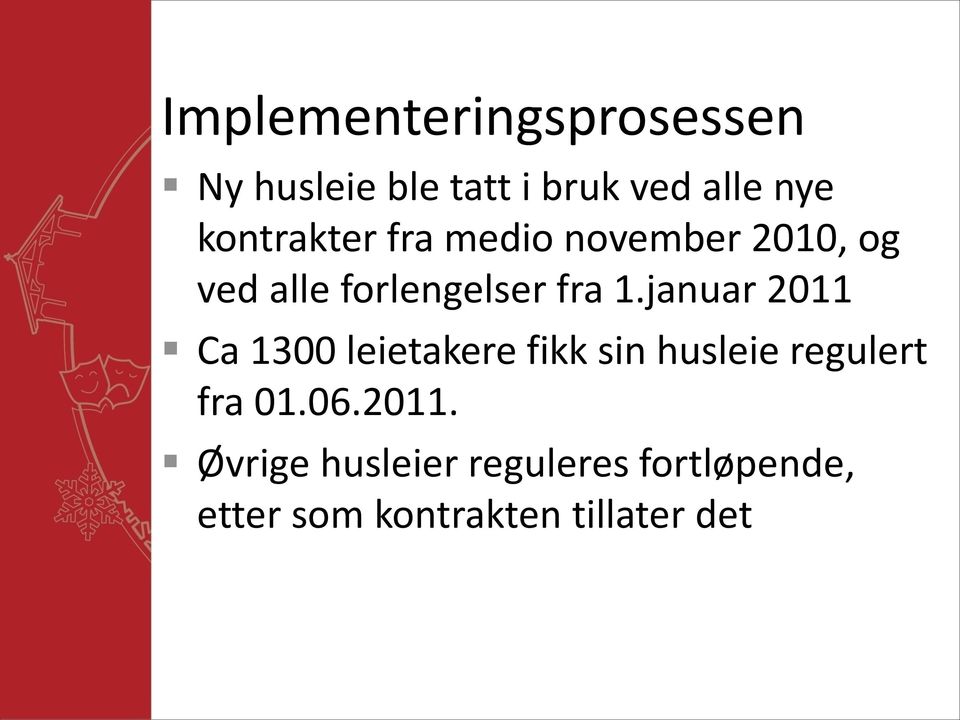 januar 2011 Ca 1300 leietakere fikk sin husleie regulert fra 01.06.