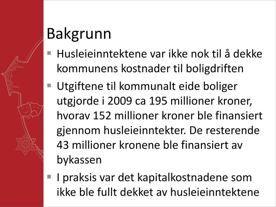 millioner kroner ble finansiert gjennom husleieinntekter.