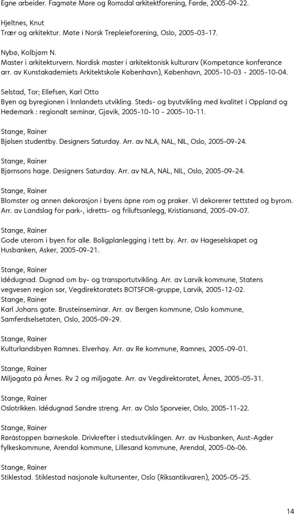 Selstad, Tor; Ellefsen, Karl Otto Byen og byregionen i Innlandets utvikling. Steds- og byutvikling med kvalitet i Oppland og Hedemark : regionalt seminar, Gjøvik, 2005-10-10-2005-10-11.