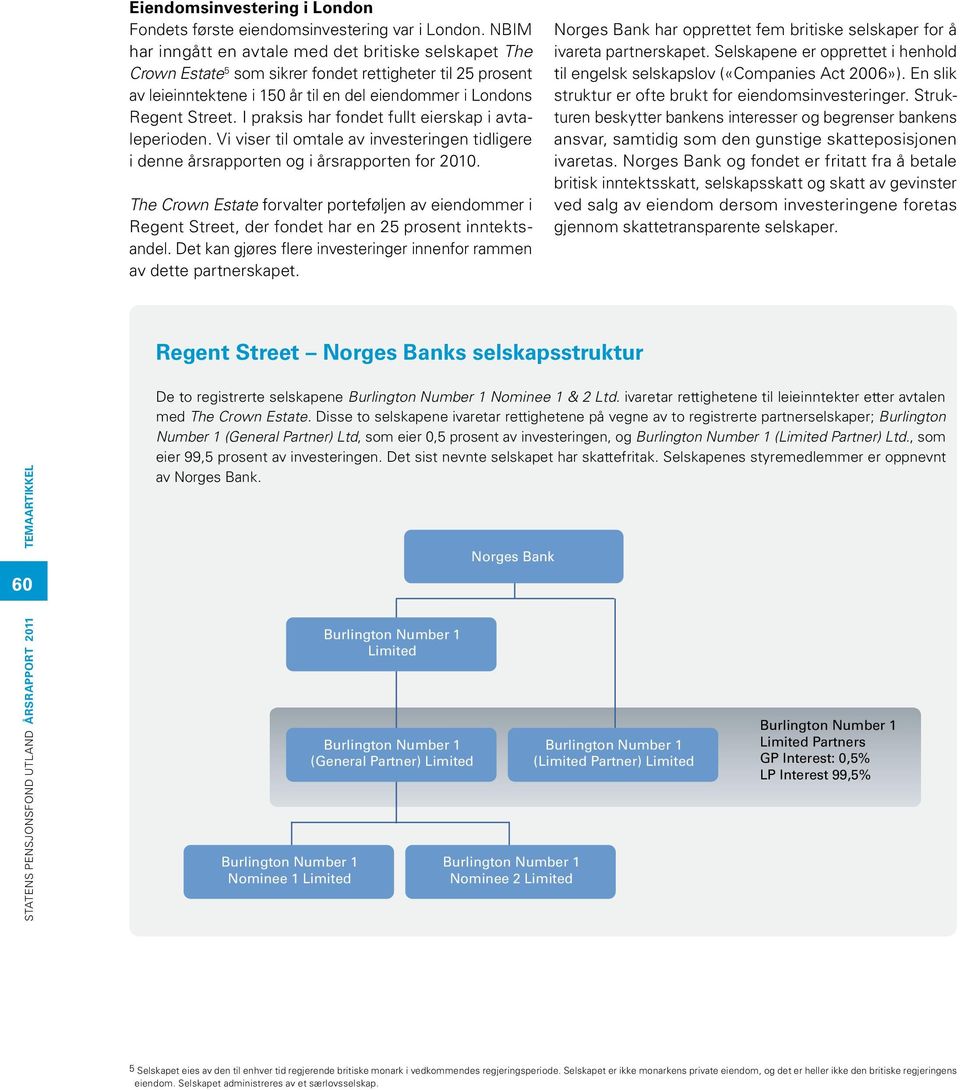 I praksis har fondet fullt eierskap i avtaleperioden. Vi viser til omtale av investeringen tidligere i denne årsrapporten og i årsrapporten for 2010.