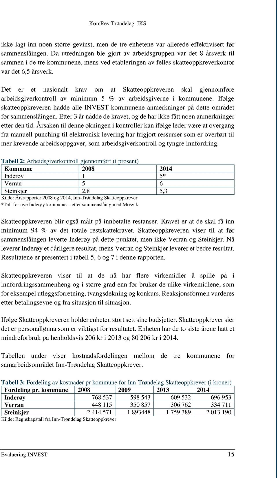 Det er et nasjonalt krav om at Skatteoppkreveren skal gjennomføre arbeidsgiverkontroll av minimum 5 % av arbeidsgiverne i kommunene.