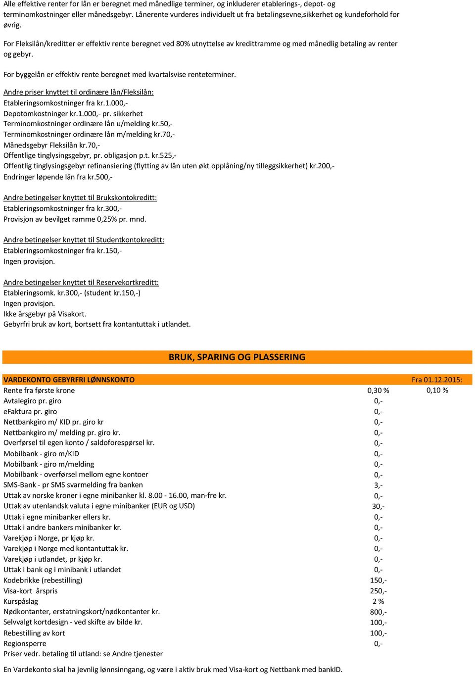 For Fleksilån/kreditter er effektiv rente beregnet ved 80% utnyttelse av kredittramme og med månedlig betaling av renter og gebyr.