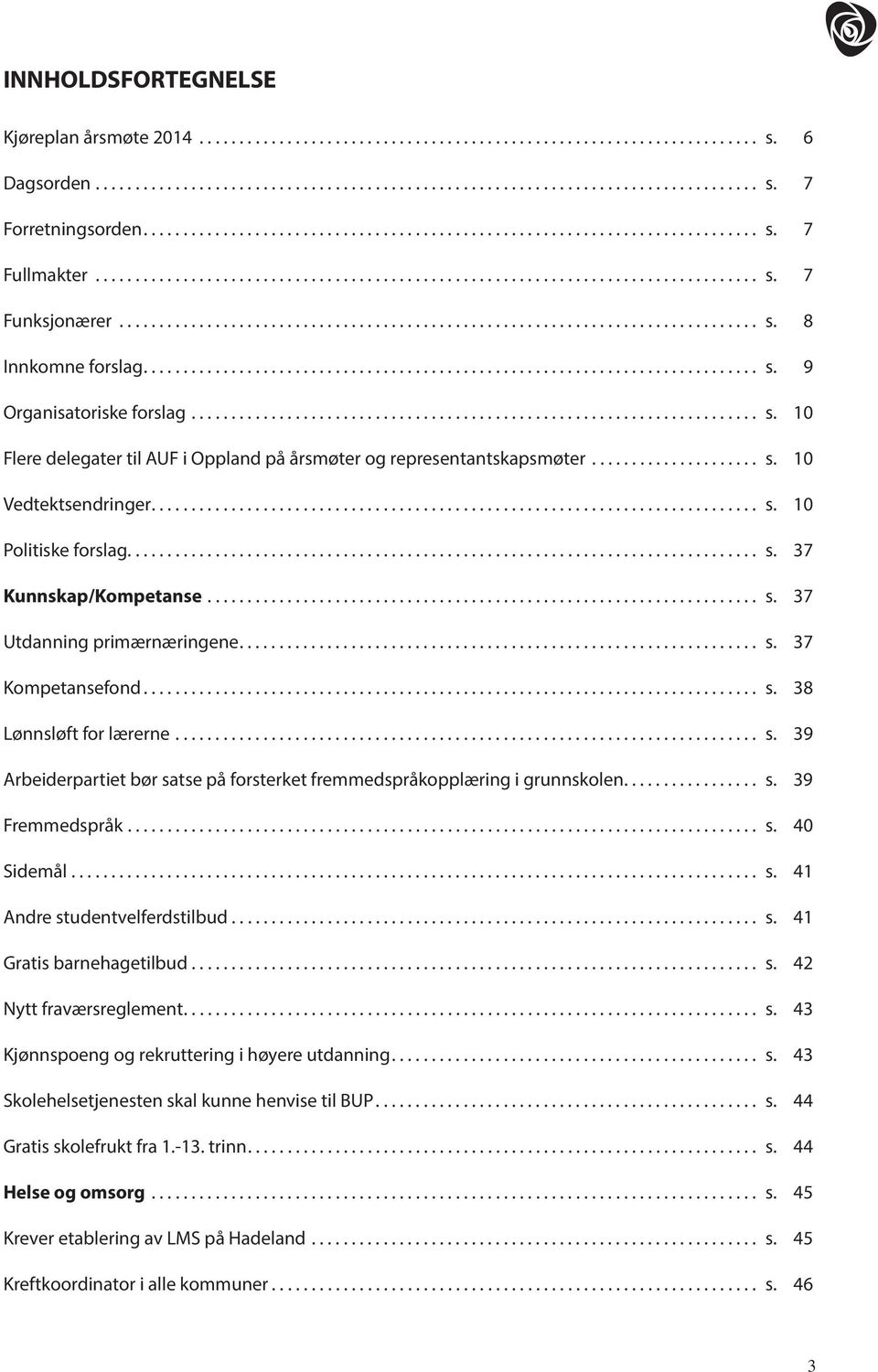 ............................................................................ s. 9 Organisatoriske forslag....................................................................... s. 10 Flere delegater til AUF i Oppland på årsmøter og representantskapsmøter.