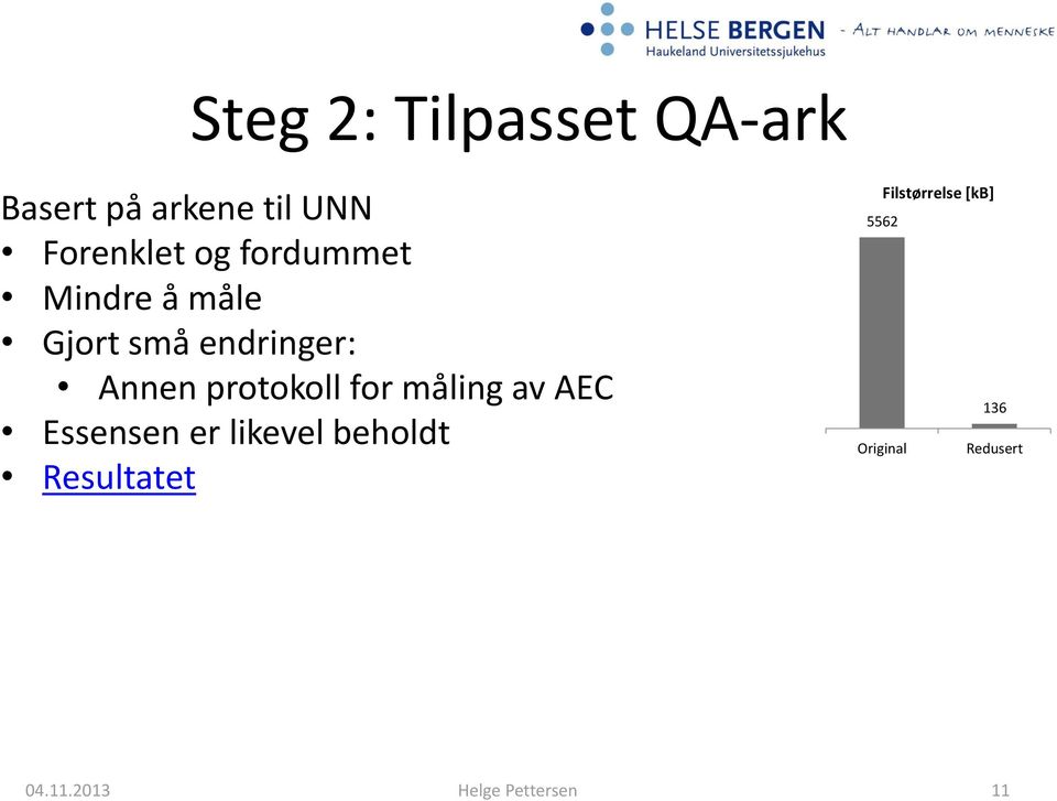 protokoll for måling av AEC Essensen er likevel beholdt