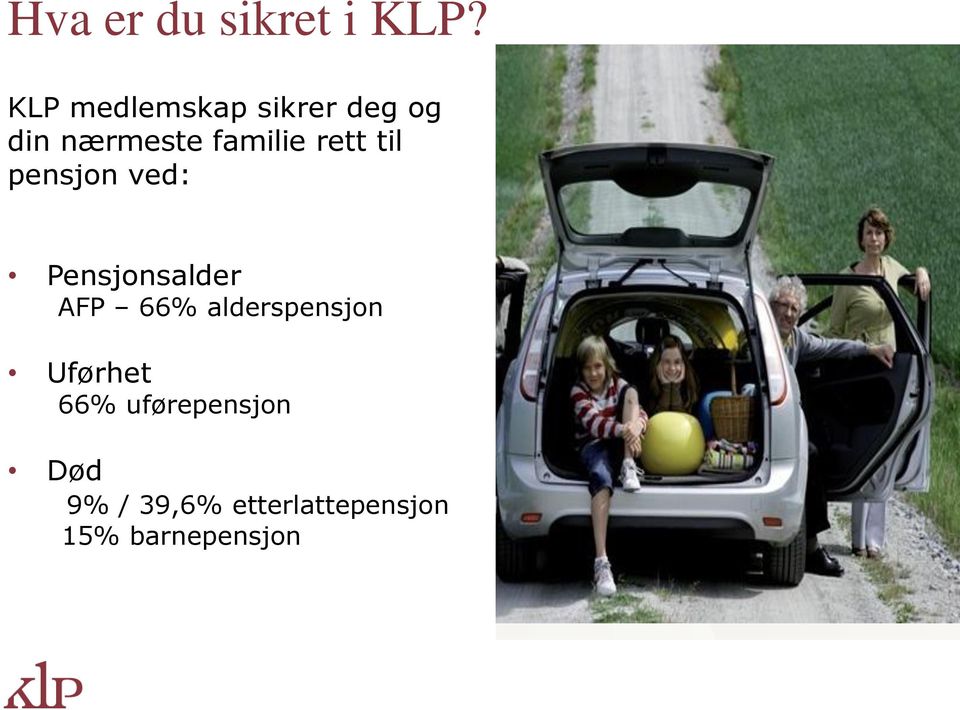 rett til pensjon ved: Pensjonsalder AFP 66%