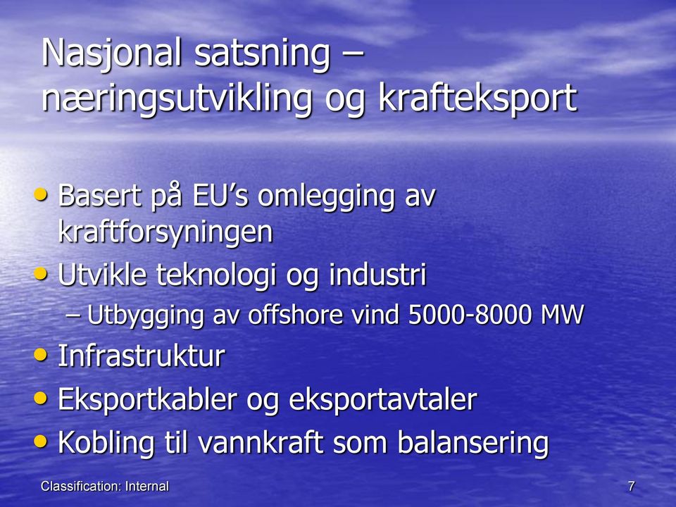 Utbygging av offshore vind 5000-8000 MW Infrastruktur Eksportkabler