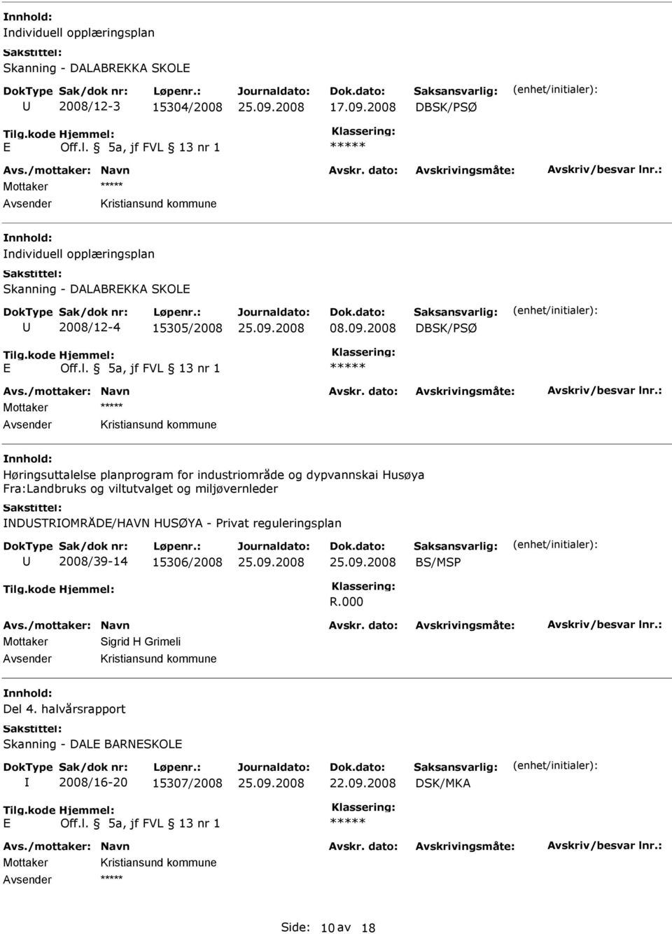 2008 DBSK/PSØ Høringsuttalelse planprogram for industriområde og dypvannskai Husøya Fra:Landbruks og viltutvalget og