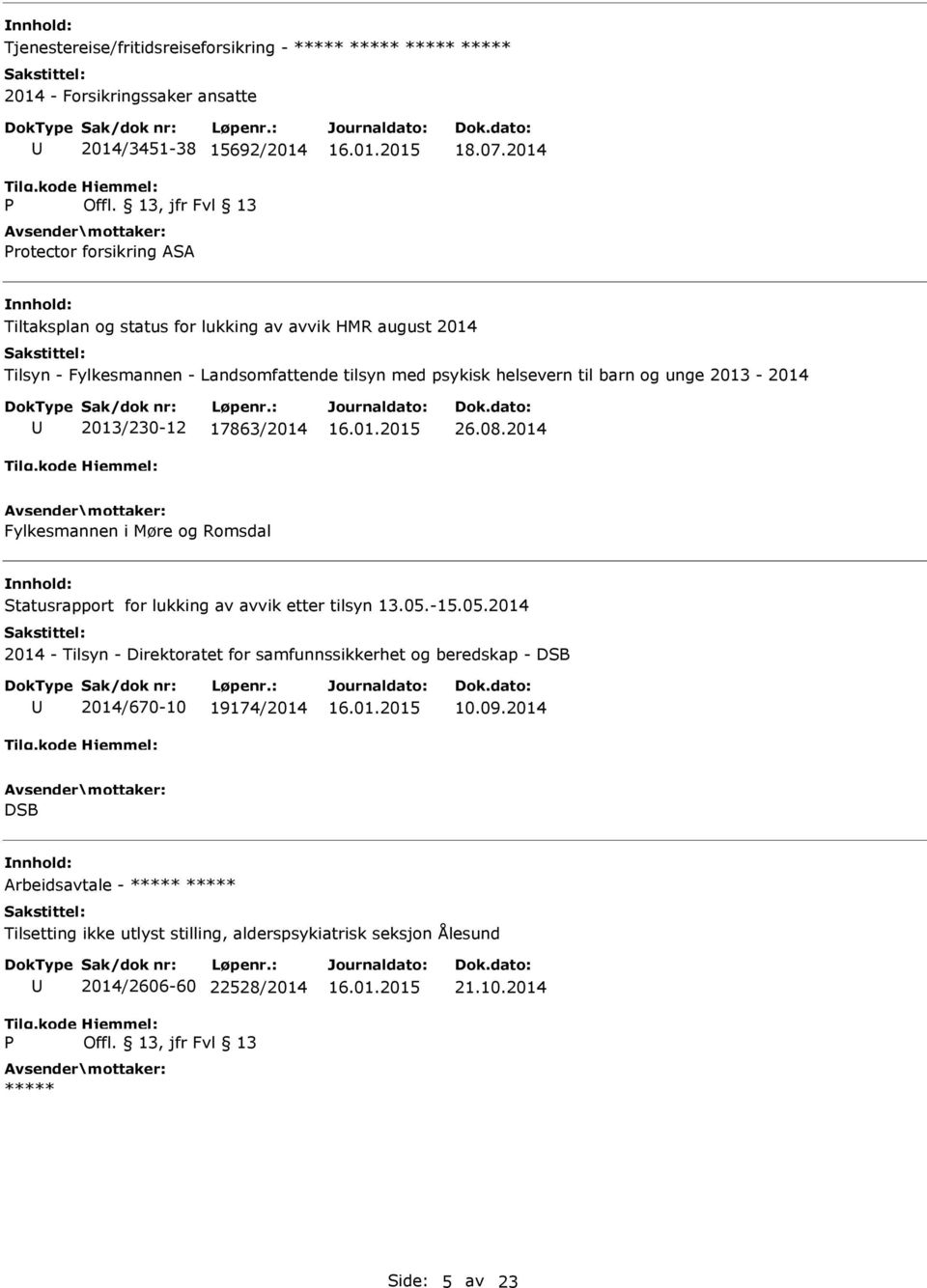 2013-2014 2013/230-12 17863/2014 26.08.2014 Fylkesmannen i Møre og Romsdal Statusrapport for lukking av avvik etter tilsyn 13.05.