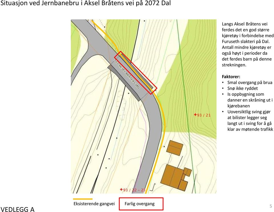 Antall mindre kjøretøy er også høyt i perioder da det ferdes barn på denne strekningen.