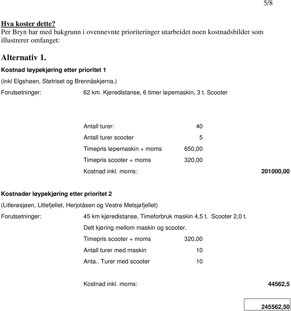 Scooter Antall turer: 40 Antall turer scooter 5 Timepris løpemaskin + moms 650,00 Kostnad inkl.