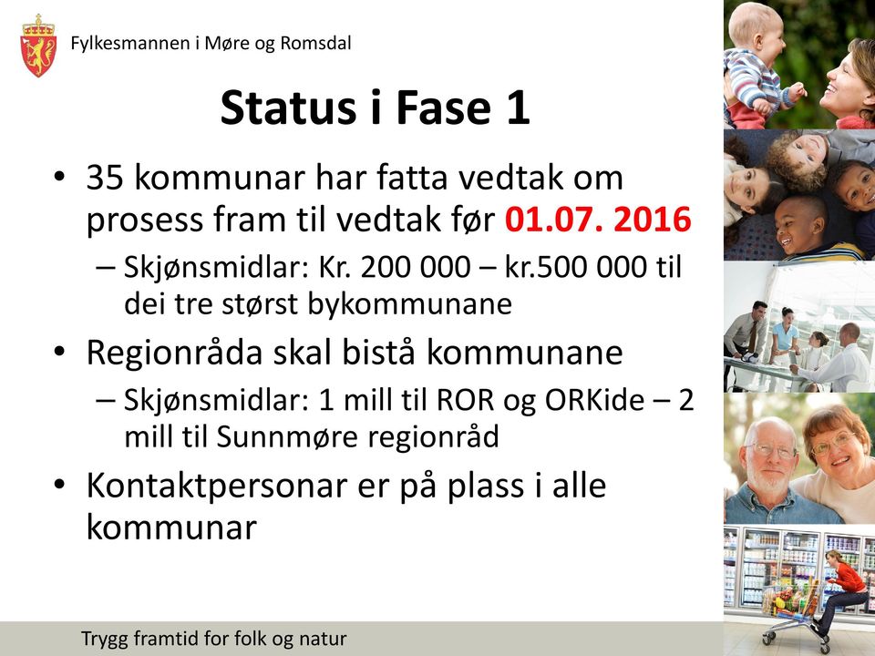 500 000 til dei tre størst bykommunane Regionråda skal bistå kommunane Skjønsmidlar: 1