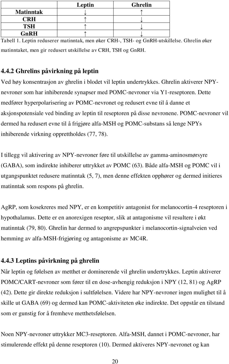 Dette medfører hyperpolarisering av POMC-nevronet og redusert evne til å danne et aksjonspotensiale ved binding av leptin til reseptoren på disse nevronene.