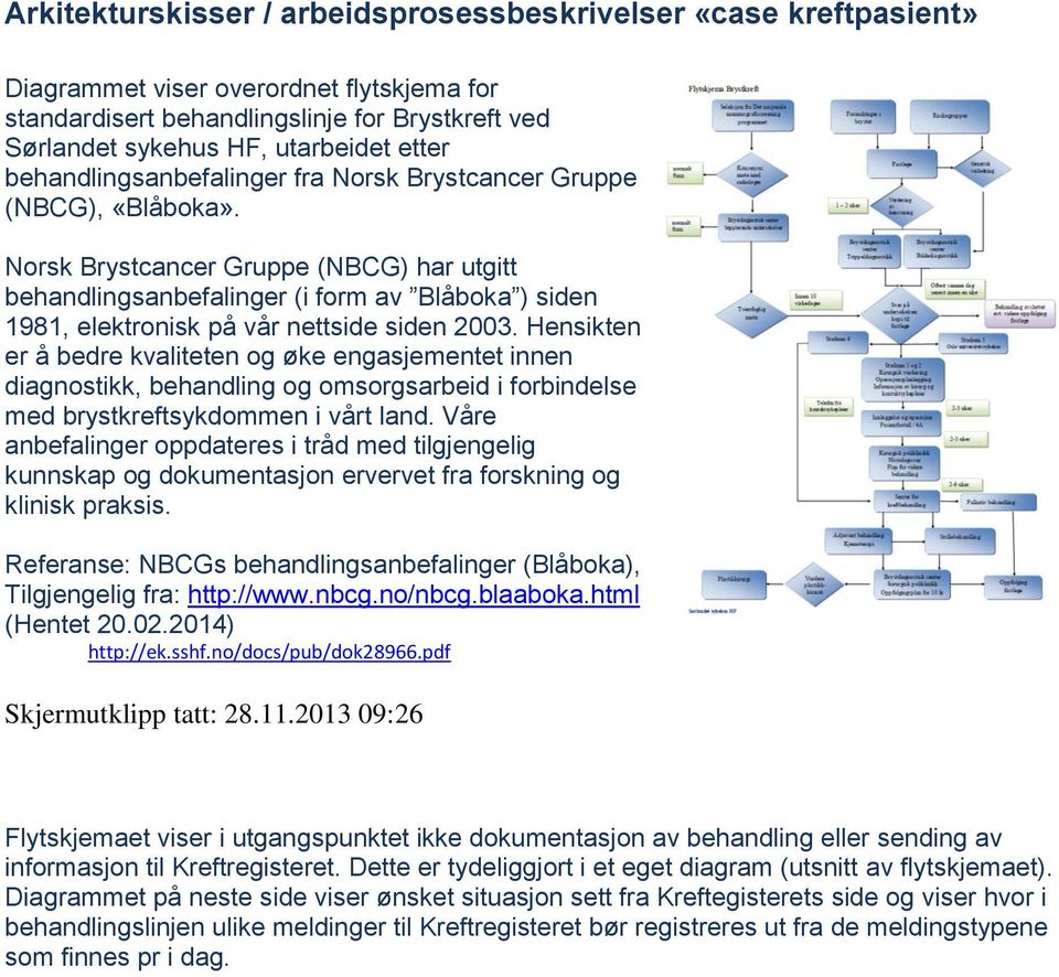 Norsk Brystcancer Gruppe (NBCG) har utgitt behandlingsanbefalinger (i form av Blåboka ) siden 1981, elektronisk på vår nettside siden 2003.