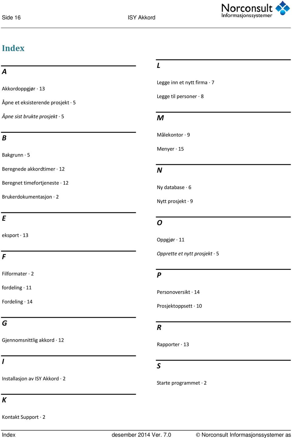 2 L Legge inn et nytt firma 7 Legge til personer 8 M Målekontor 9 Menyer 15 N Ny database 6 Nytt prosjekt 9 O Oppgjør 11 Opprette et nytt prosjekt 5 P