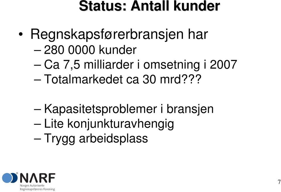 2007 Totalmarkedet ca 30 mrd?