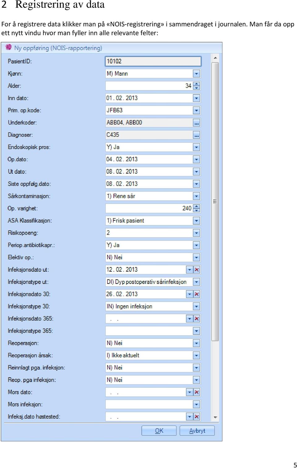 sammendraget i journalen.