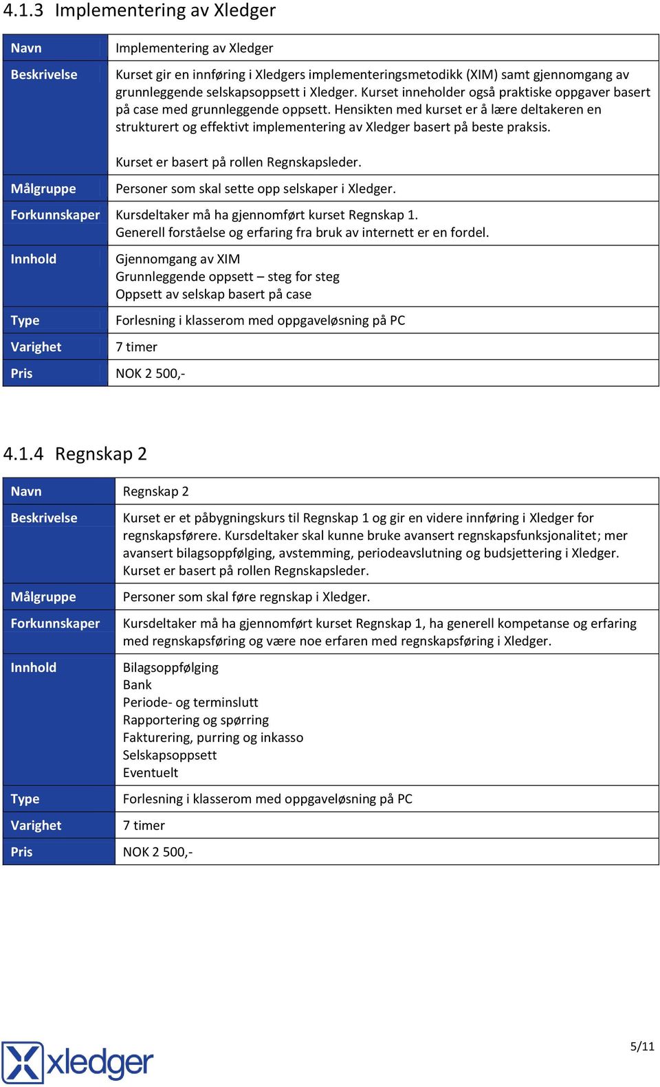 Hensikten med kurset er å lære deltakeren en strukturert og effektivt implementering av Xledger basert på beste praksis. Kurset er basert på rollen Regnskapsleder.