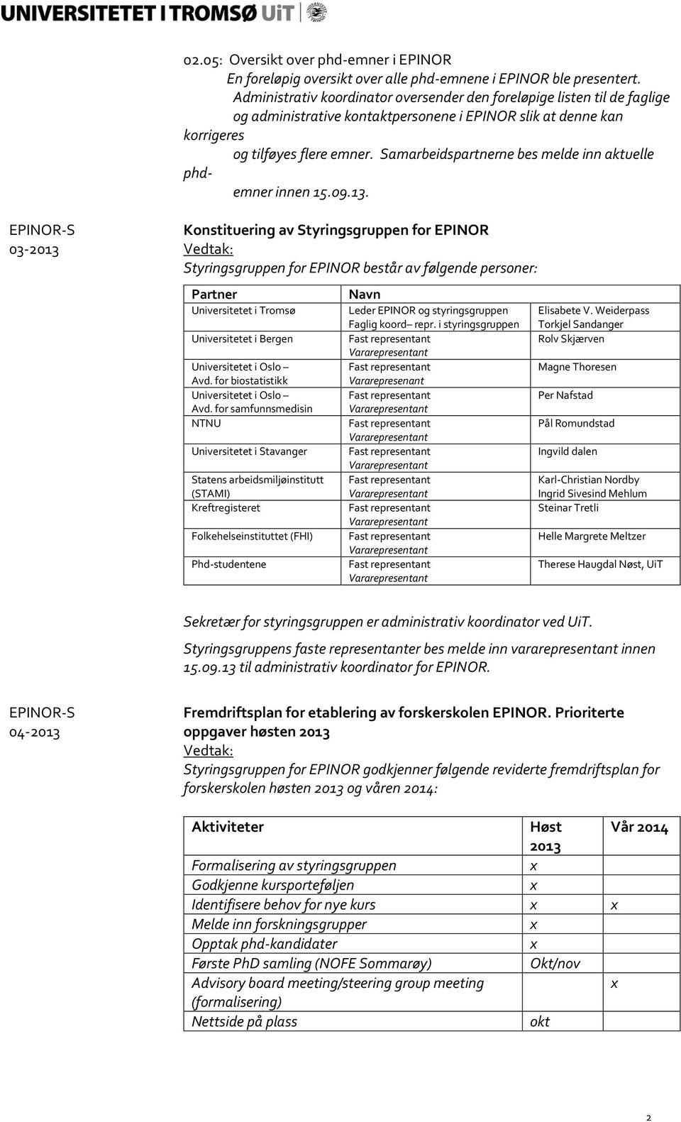 Samarbeidspartnerne bes melde inn aktuelle phdemner innen 15.09.13.