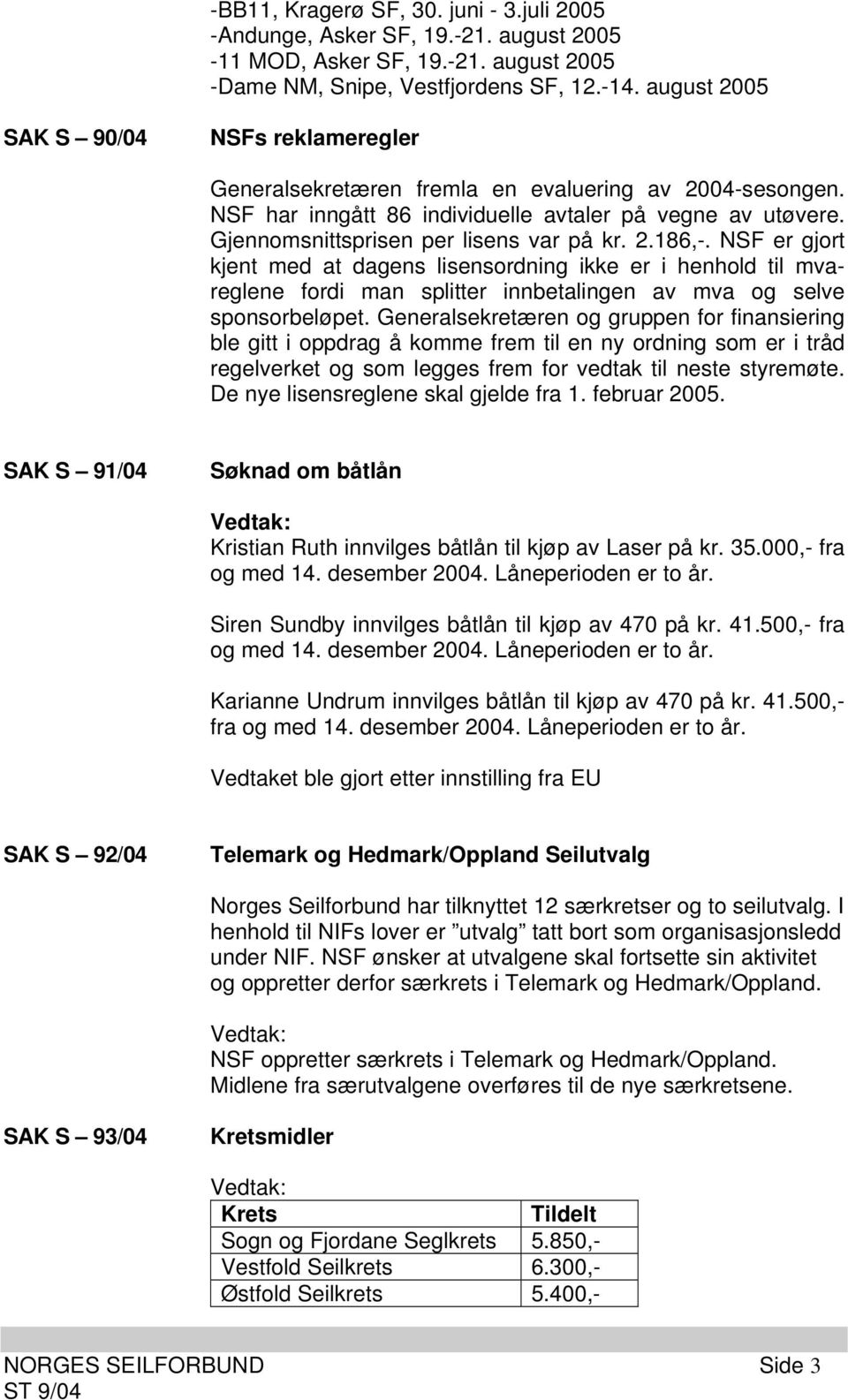 Gjennomsnittsprisen per lisens var på kr. 2.186,-. NSF er gjort kjent med at dagens lisensordning ikke er i henhold til mvareglene fordi man splitter innbetalingen av mva og selve sponsorbeløpet.