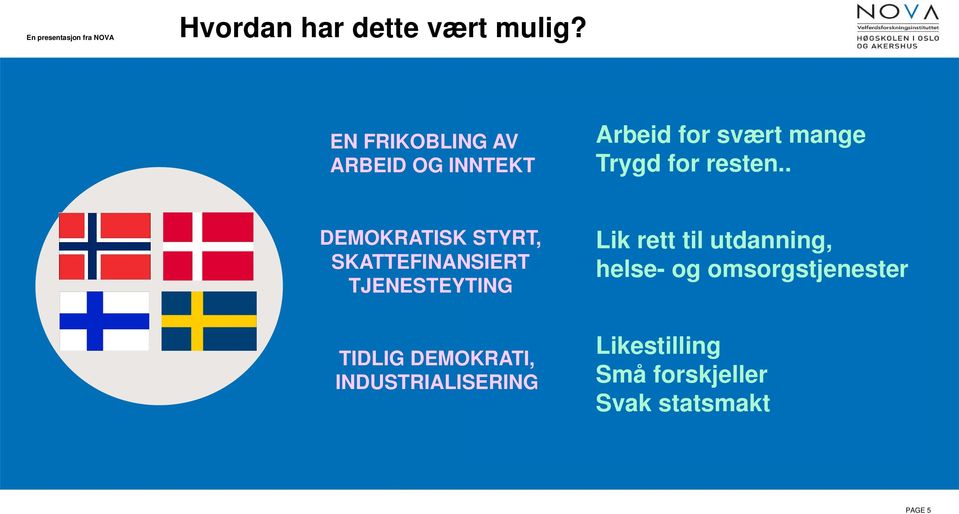 . DEMOKRATISK STYRT, SKATTEFINANSIERT TJENESTEYTING TIDLIG DEMOKRATI,