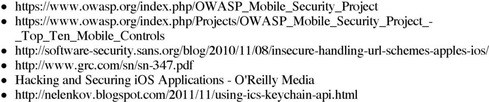 _Top_Ten_Mobile_Controls http://software-security.sans.