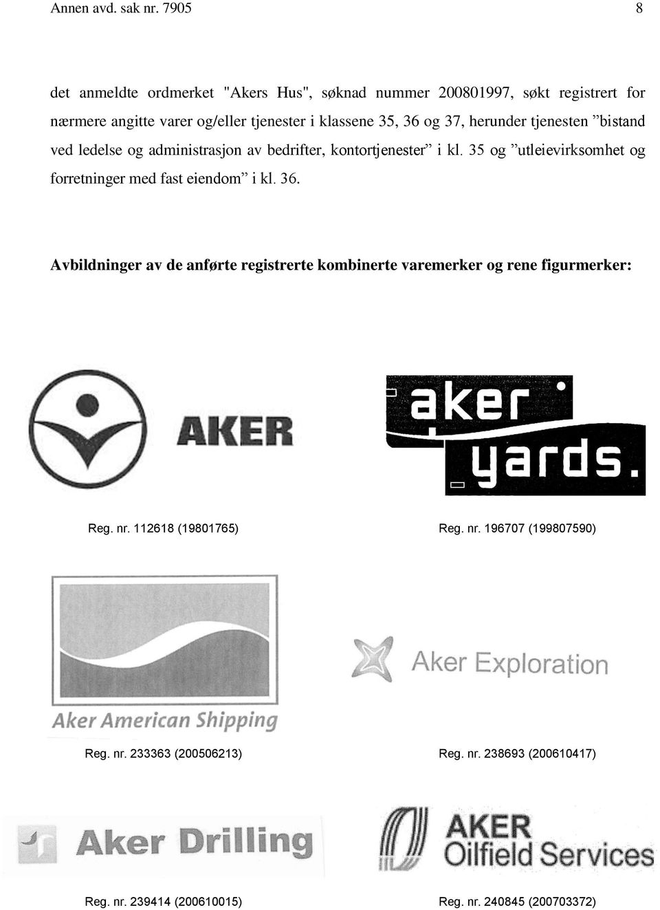 36 og 37, herunder tjenesten bistand ved ledelse og administrasjon av bedrifter, kontortjenester i kl.