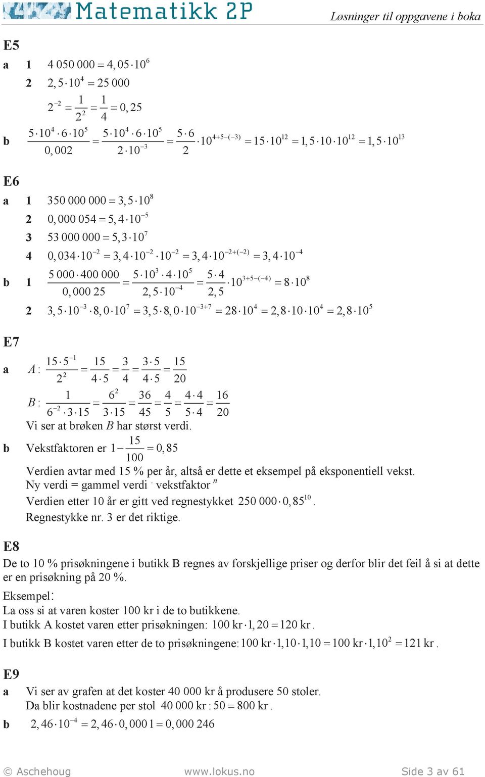 3,5 8,0 10 = 8 10 =,8 10 10 =,8 10 3 7 3+ 7 4 4 5 E7 A: 1 15 5 15 3 3 5 15 = = = = 45 4 45 0 1 6 36 4 4 4 16 : = = = = = 6 3 15 3 15 45 5 5 4 0 B Vi ser t røken B hr størst verdi.